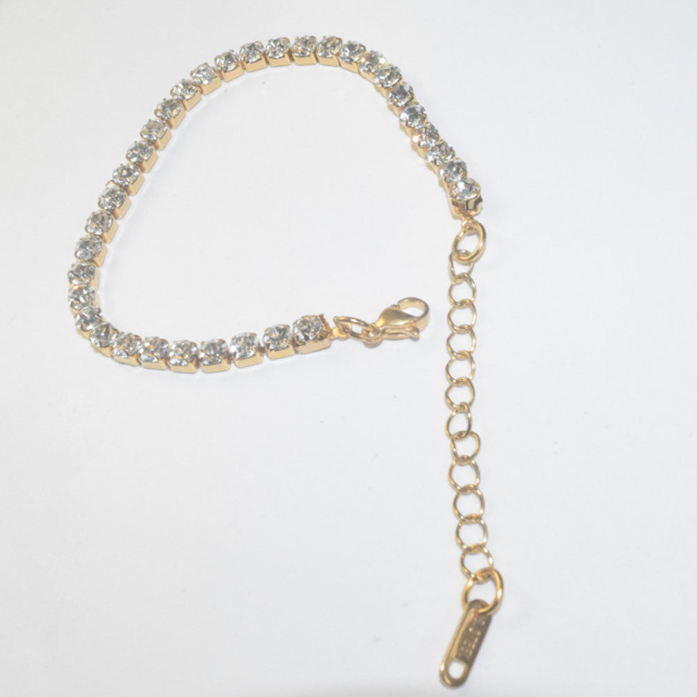 fashion trendy stainless steel fine gold plated 3mm 4mm zircon beads paving tennis chain bracelet and necklace set jewelry women
