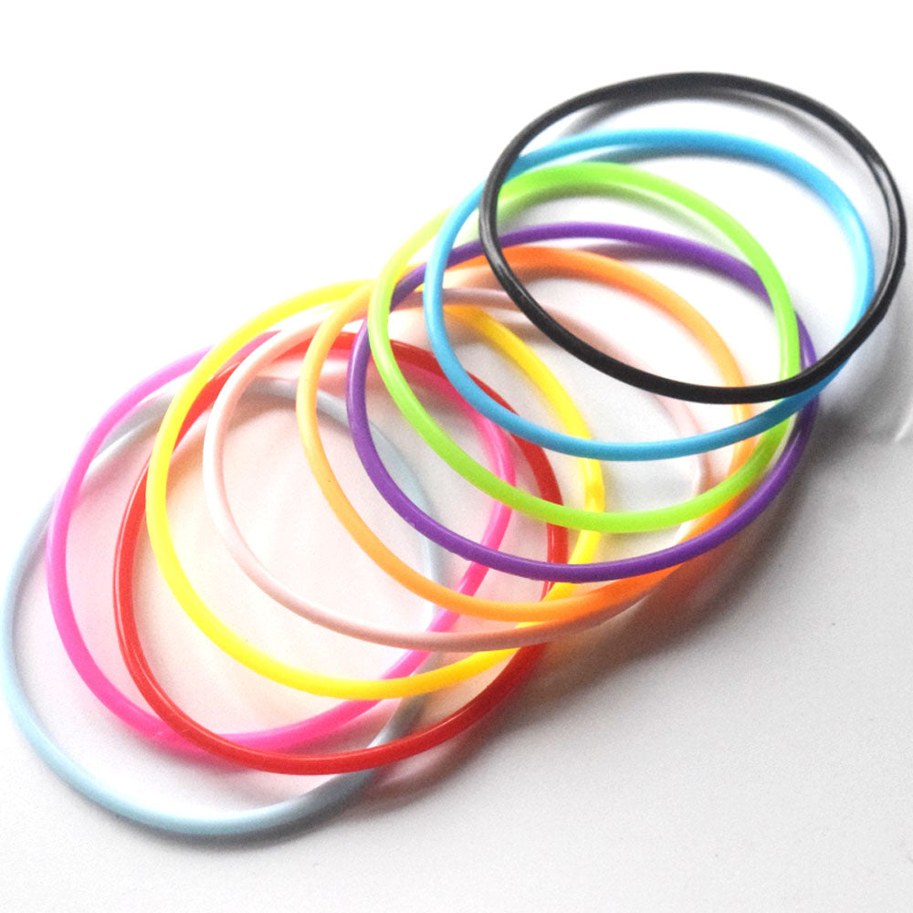 custom silicone rubber en stretch jelly party gift assorted rainbow color hair tie or hand wristband bracelet jewelry