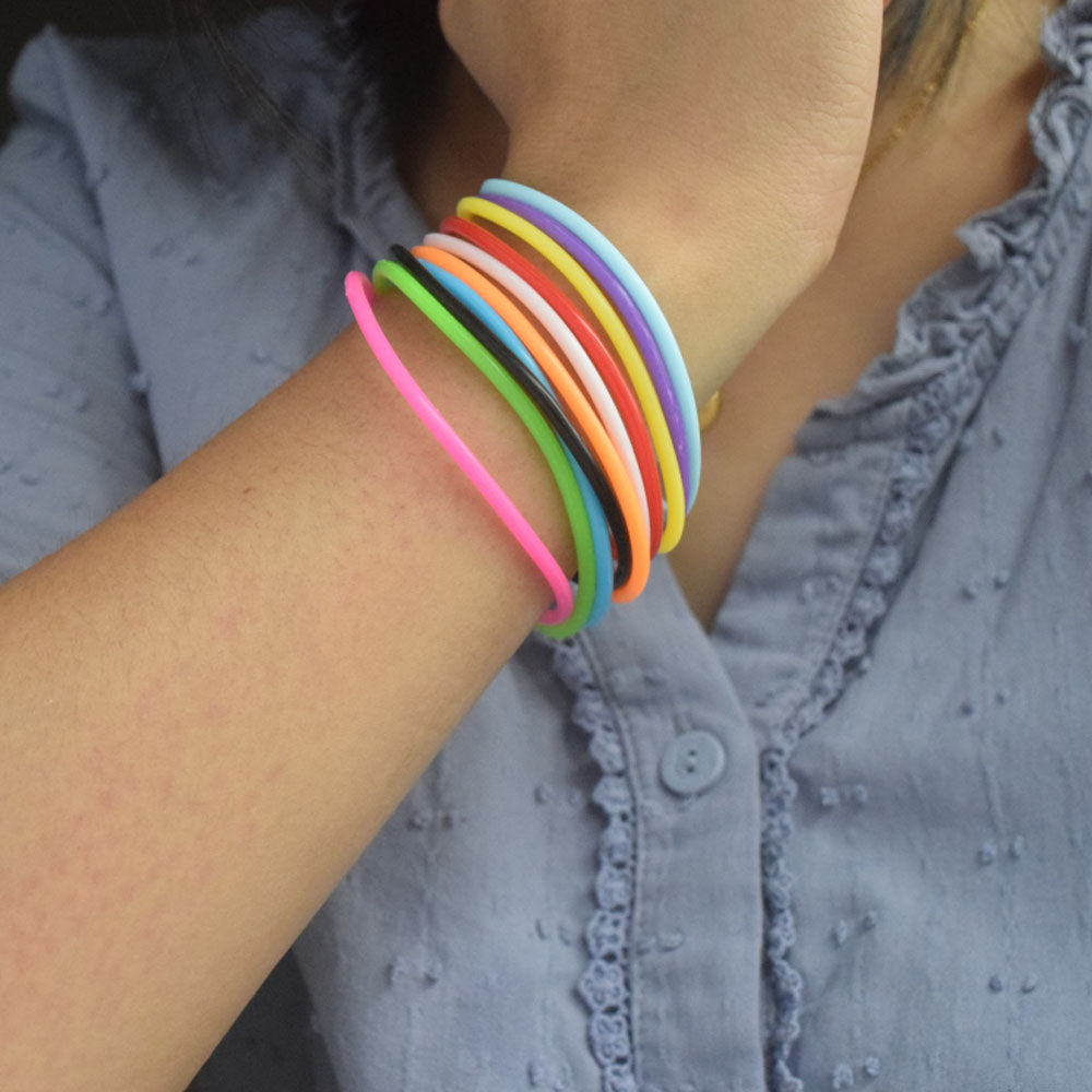 custom silicone rubber en stretch jelly party gift assorted rainbow color hair tie or hand wristband bracelet jewelry