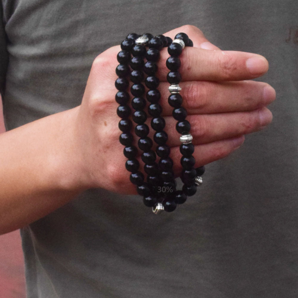 handmade 8mm mala prayer beads 108 natural black gemstones necklace bracelet jewelry