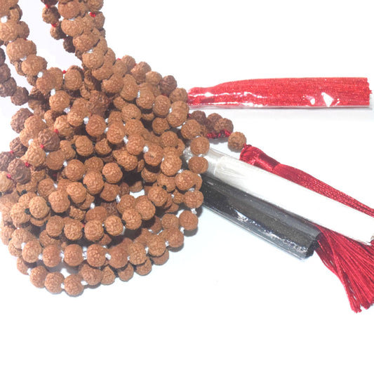 mens high end handmade 108 prayer pure buddhist rudraksha mala beads necklace with tassel pendant