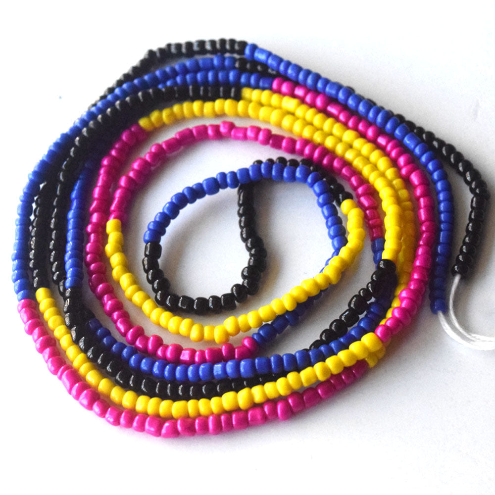 handmade 50 inches adjustable bulk tie on waist beads on cotton cord belly chain body jewelry elegance black color