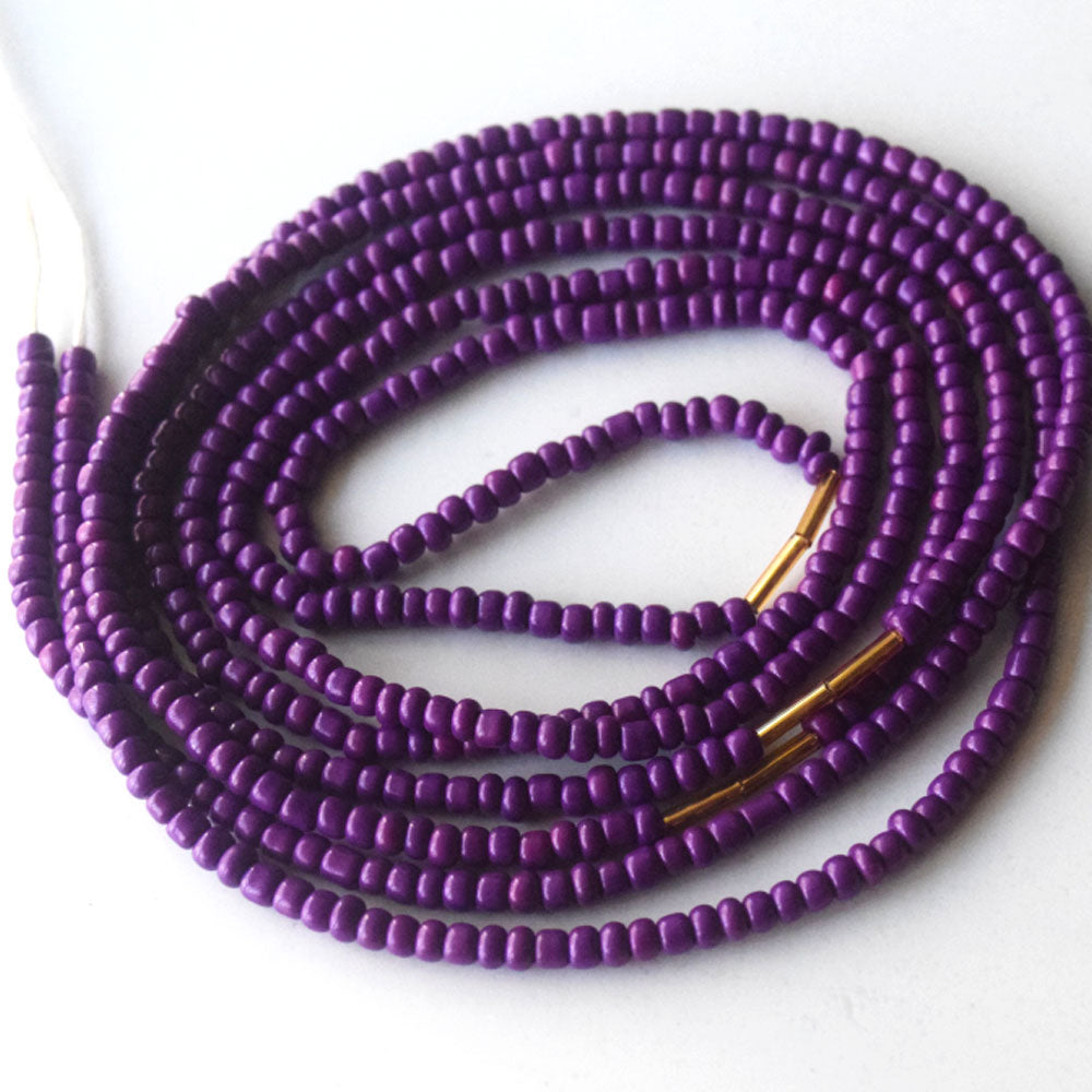 handmade 50 inches adjustable bulk tie on waist beads on cotton cord belly chain body jewelry wisdom purple color