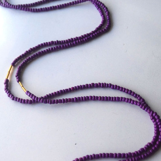 handmade 50 inches adjustable bulk tie on waist beads on cotton cord belly chain body jewelry wisdom purple color