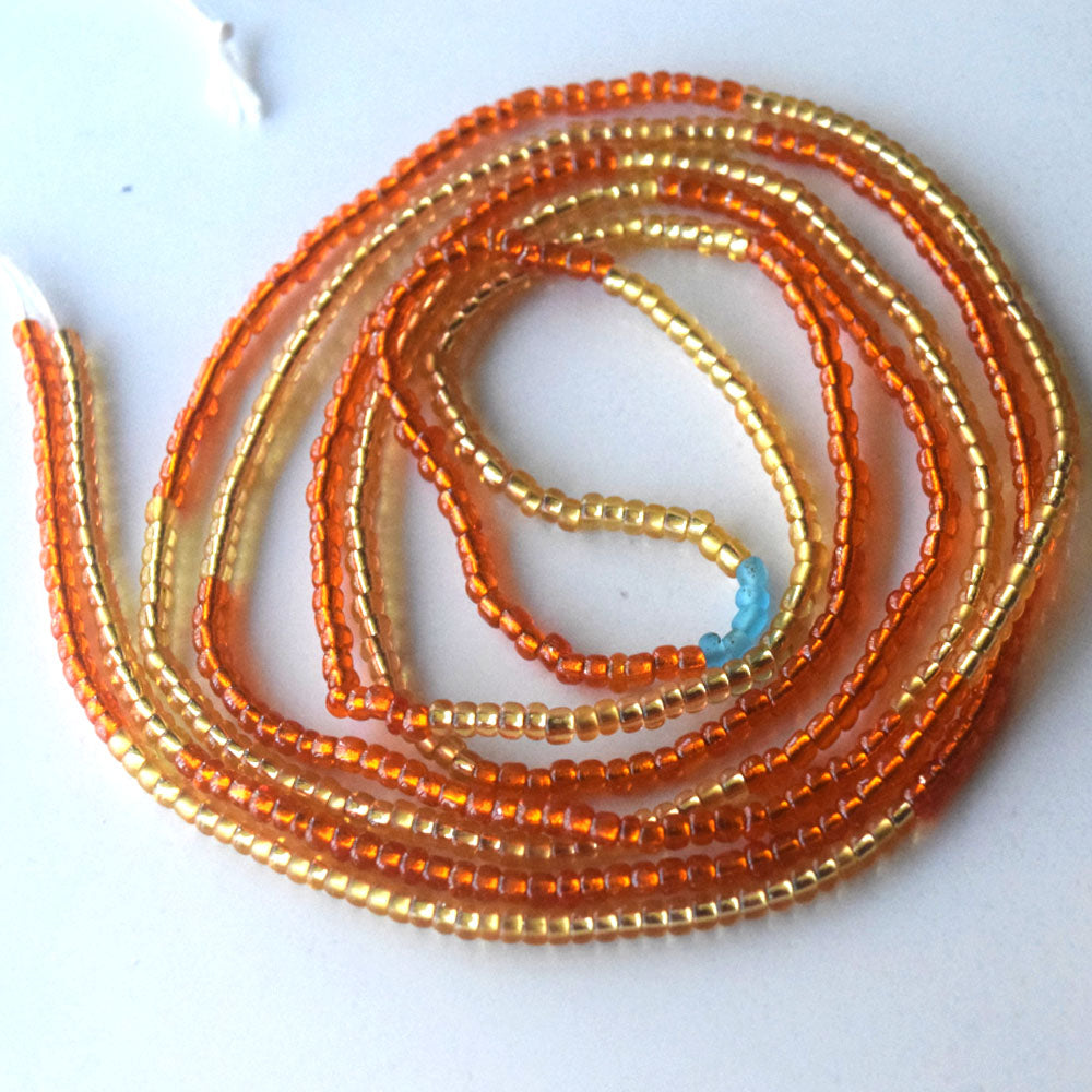 handmade 50 inches adjustable bulk tie on waist beads on cotton cord belly chain body jewelry warmth orange color