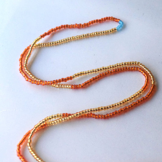 handmade 50 inches adjustable bulk tie on waist beads on cotton cord belly chain body jewelry warmth orange color