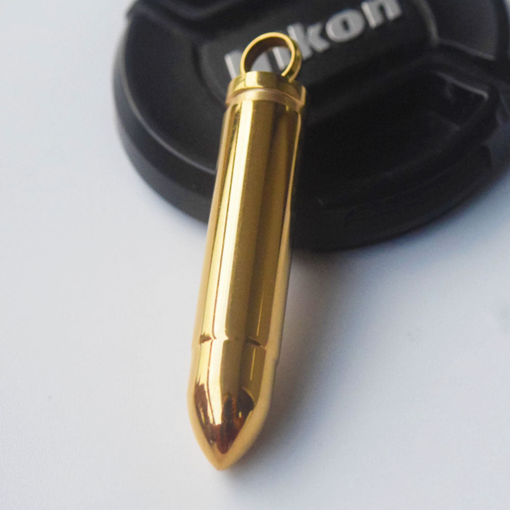 men's stainless steel bullet urn pendant necklace no chain 47x10mm gold black and silver 3 colors