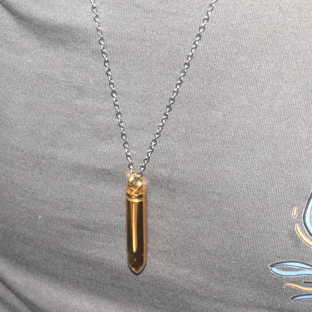 men's stainless steel bullet urn pendant necklace no chain 47x10mm gold black and silver 3 colors