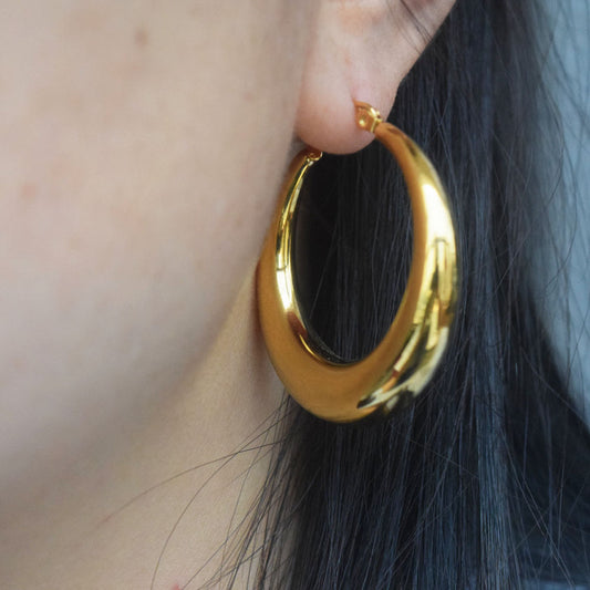 stainless steel 18k gold plated blank moon hoop shape dangle earring jewelry earrings hoops for women