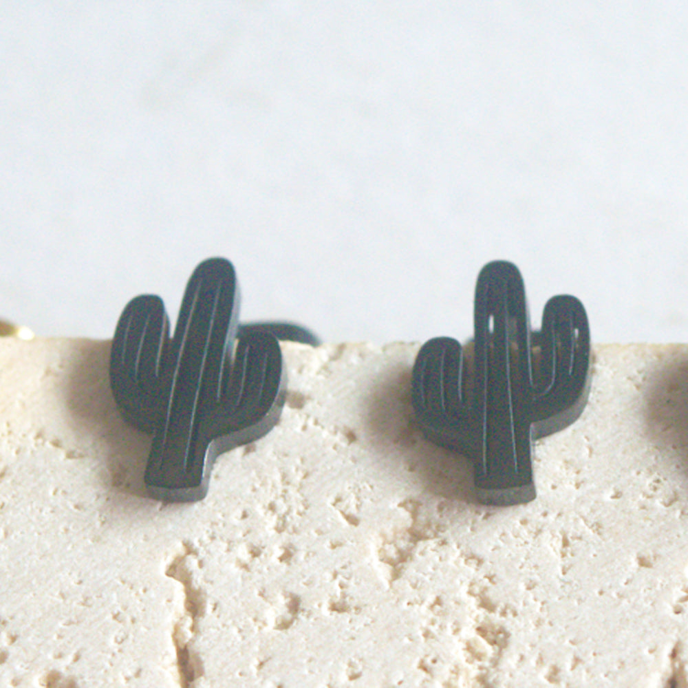 Fashion Stainless Steel Tiny Cactus Charm Stud Earring Jewelry Earrings