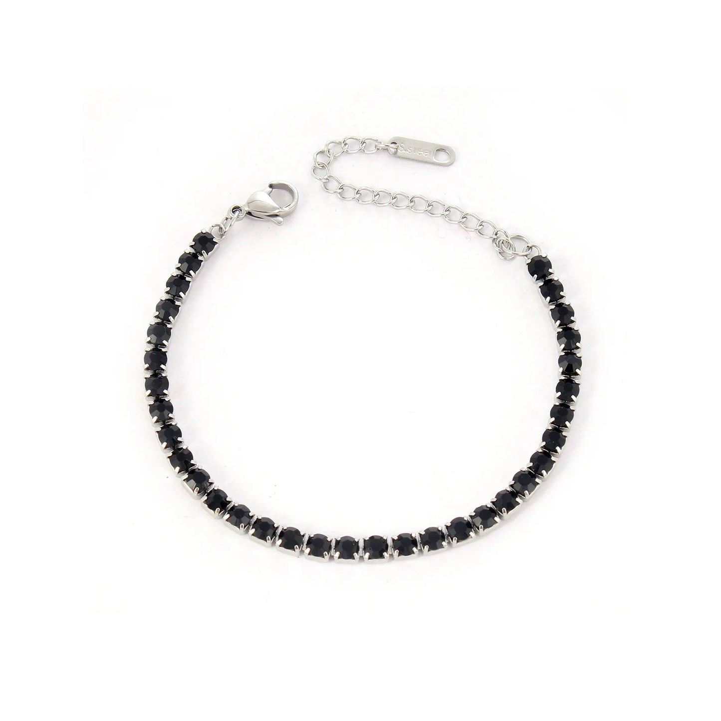fashion trendy stainless steel fine gold plated 3mm 4mm zircon beads paving tennis chain bracelet and necklace set jewelry women