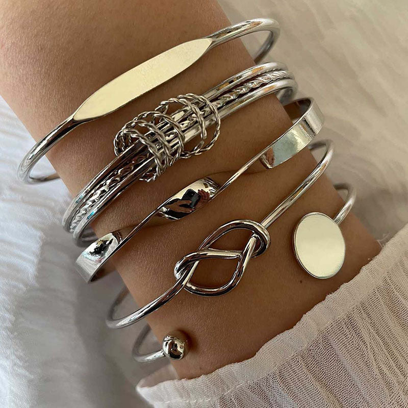 Fashion Trendy Cheap Alloy Copper Twist Bangles and Bracelets Set Jewelry Women