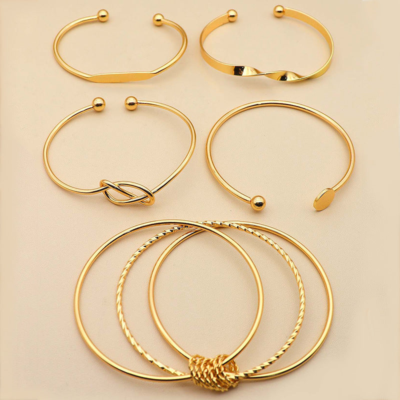 Fashion Trendy Cheap Alloy Copper Twist Bangles and Bracelets Set Jewelry Women