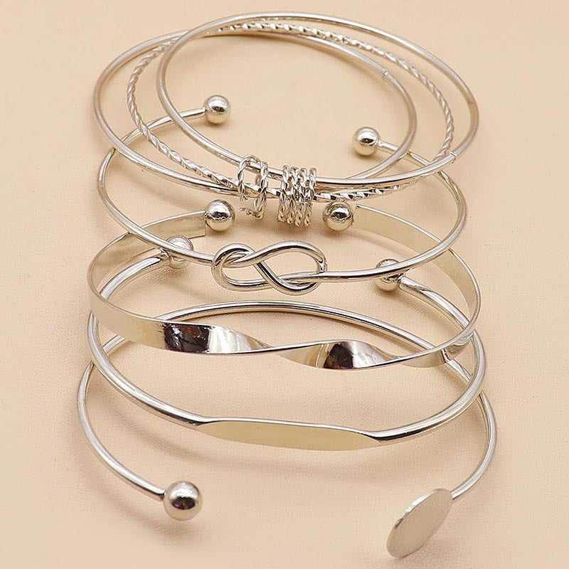 Fashion Trendy Cheap Alloy Copper Twist Bangles and Bracelets Set Jewelry Women