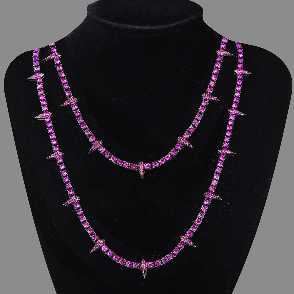 handmade high quality minimalist cz diamonds tennis mens' clustered leopard spike chain necklace jewellery for man women