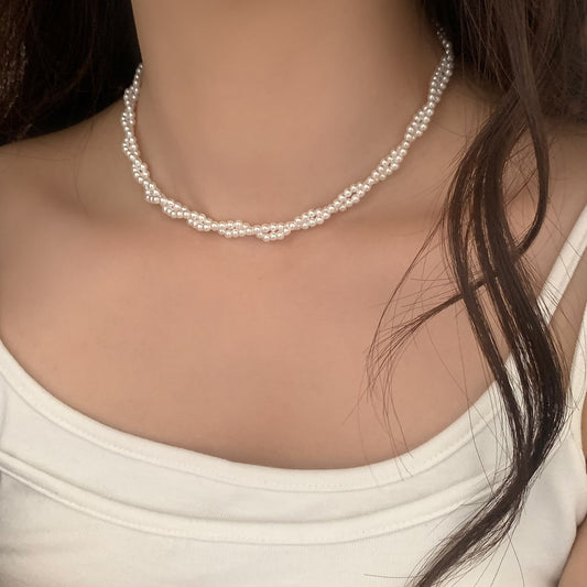 elegant aesthetic brass artificial brand pearl beads beaded layer choker necklace designer jewelry dress to impress for women
