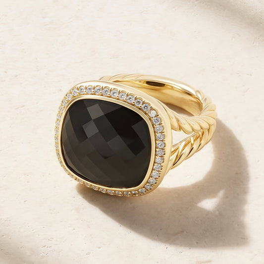 Quake E-commerce 2026 New Trending Copper Black Glass Charm Finger Ring Unisex