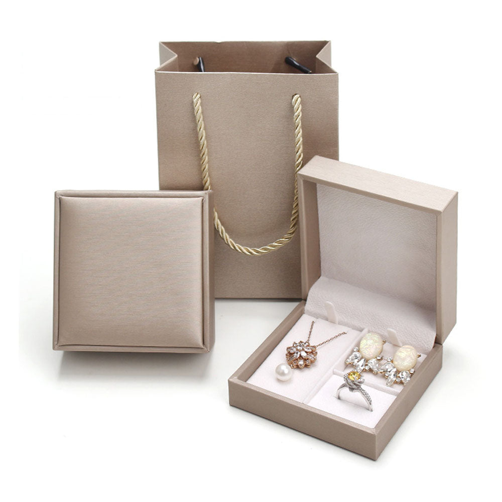 High End Brush Leather Jewelry Box for Earring Necklace Pendant Bracelet and Ring Package Jewellery Packing Organizer for Women