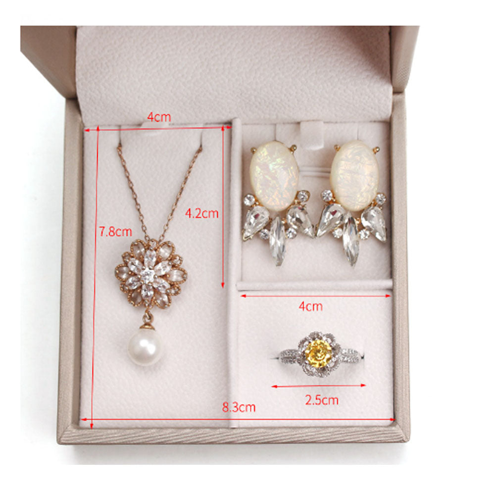 High End Brush Leather Jewelry Box for Earring Necklace Pendant Bracelet and Ring Package Jewellery Packing Organizer for Women