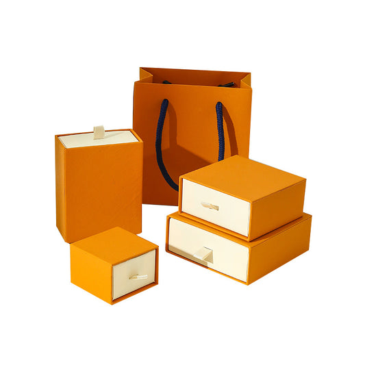 Orange Organizer Paper Drawer Box for Necklace Bracelet Rings Jewelry Gift Packaging Custom logo Support