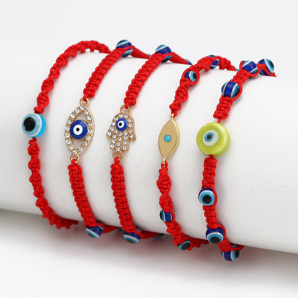 Trendy Summer Boho Bohemian Stackable Red String Eye Charm Good Luck Gift Adjustable Bracelet Jewelry Women