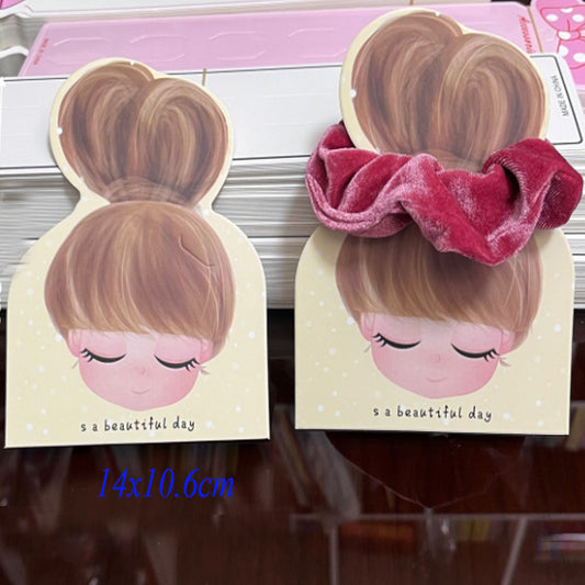 little cute girls printing paper card holder pack display for hair ties hair clips hair accessories