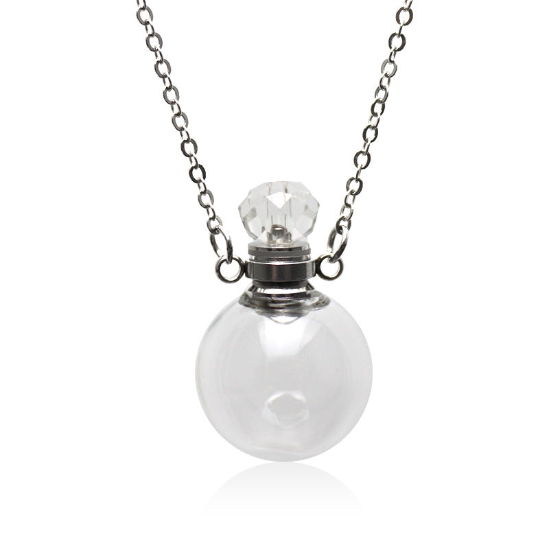 Stainless Steel Chain with Glass Vial Ashes Cremation Essential Oil Make a Wish Perfume Urn Pendant Necklace Remembrance