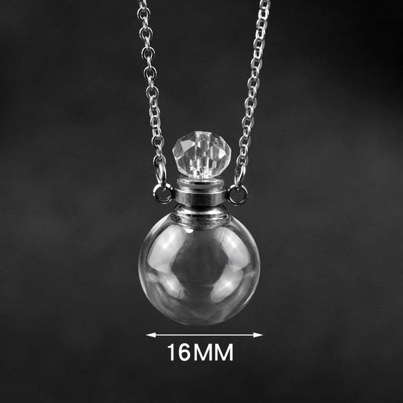 Stainless Steel Chain with Glass Vial Ashes Cremation Essential Oil Make a Wish Perfume Urn Pendant Necklace Remembrance