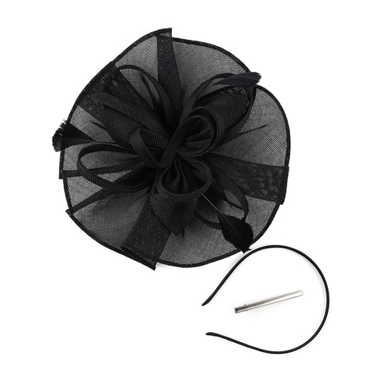 british fuchsia black white pink long hair fascinator kentucky derby hat accessories cocktail evening wedding tea party women