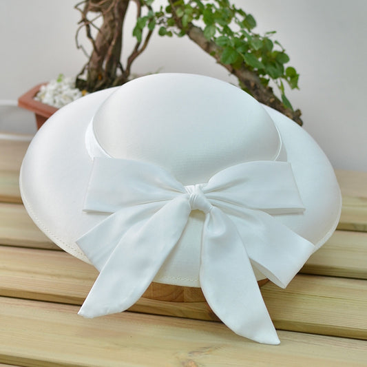 Wholesale Wedding Party Wide Brim Fedora Hat for Women Vintage Satin Fabric Elegant Bow Deep Top Hats Church Hat Bucket Cap