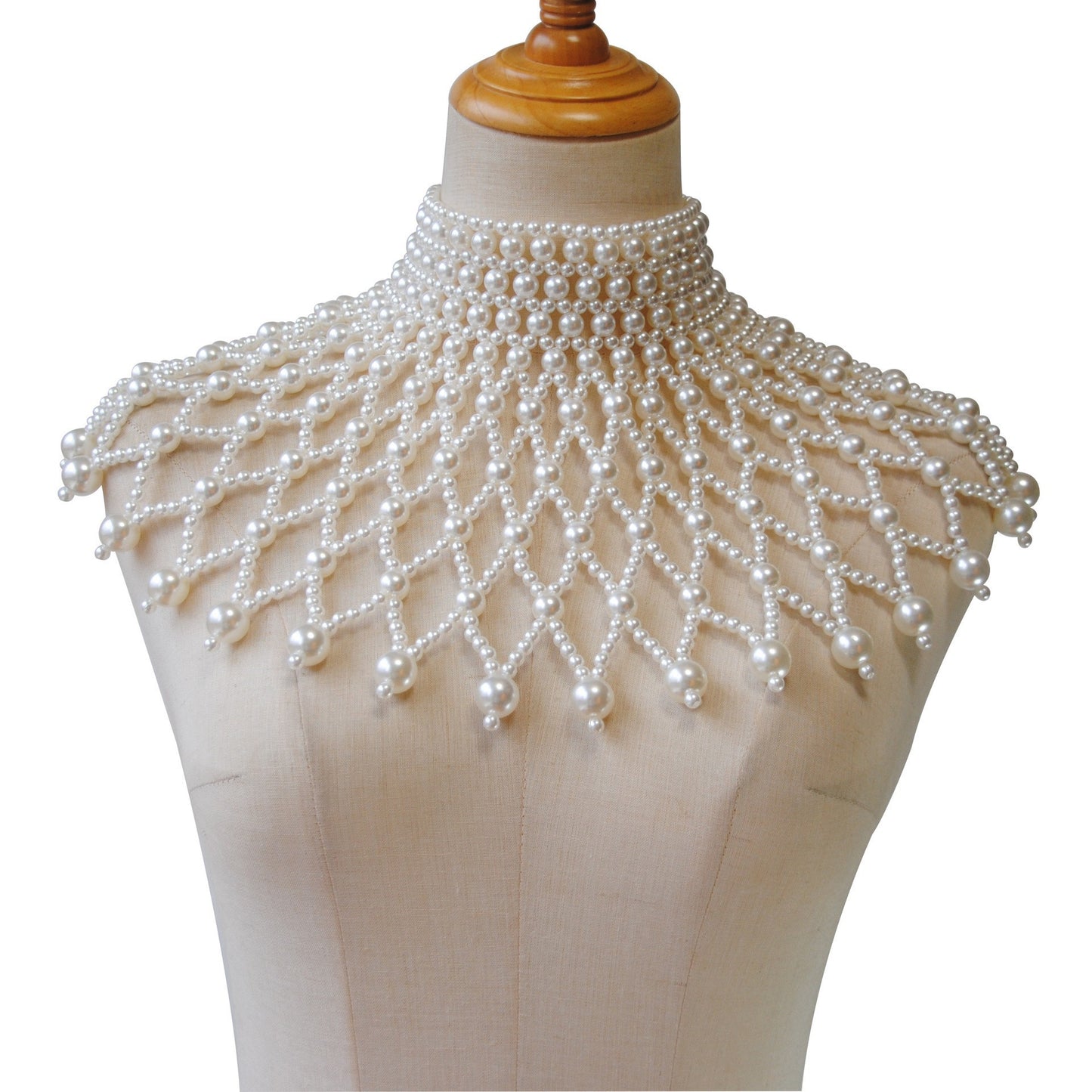 African Women's Handmade Crochet Chunky Seed Bead Abs Pearl Beads Tassel Dress Shoulder Bib Statement Necklace Jewelry