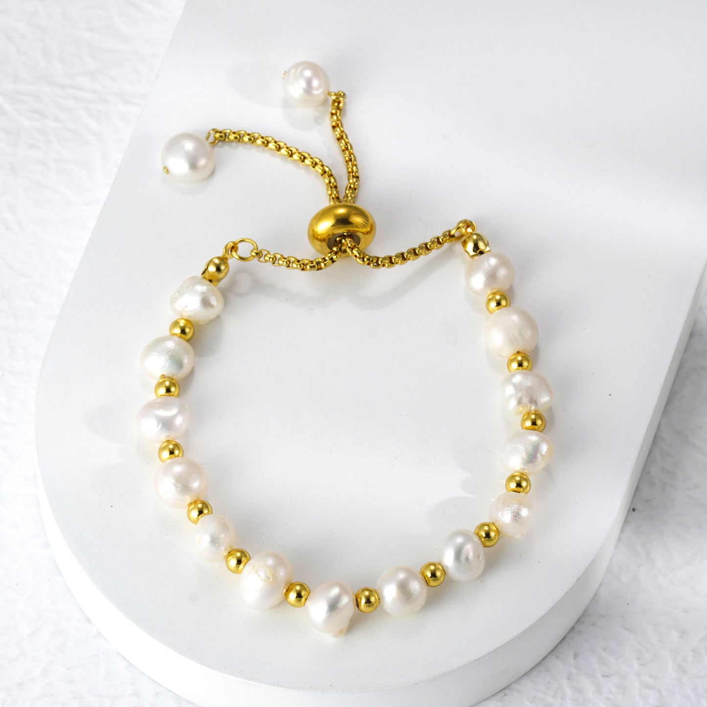 Fashion Trendy Delicate Genuine Freshwater Pearl Beads Bracelet Jewelry Adjustable Unisex for Women Men