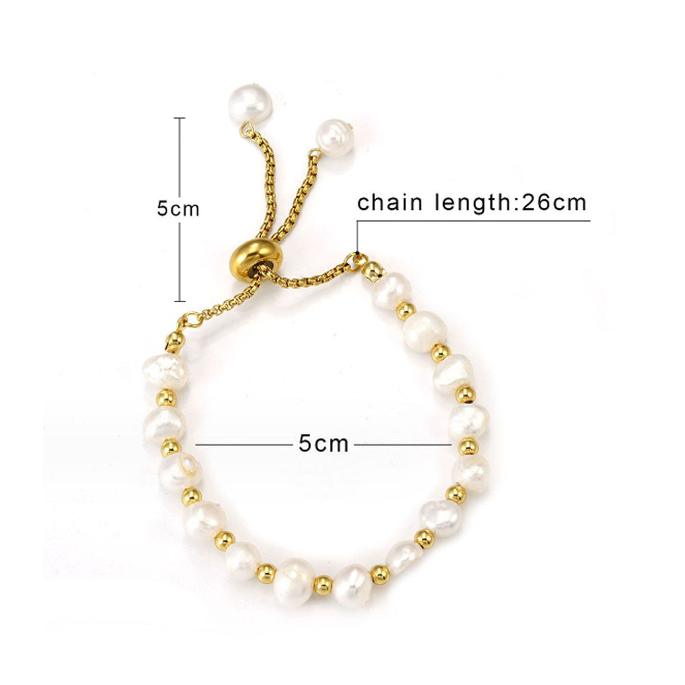 Fashion Trendy Delicate Genuine Freshwater Pearl Beads Bracelet Jewelry Adjustable Unisex for Women Men