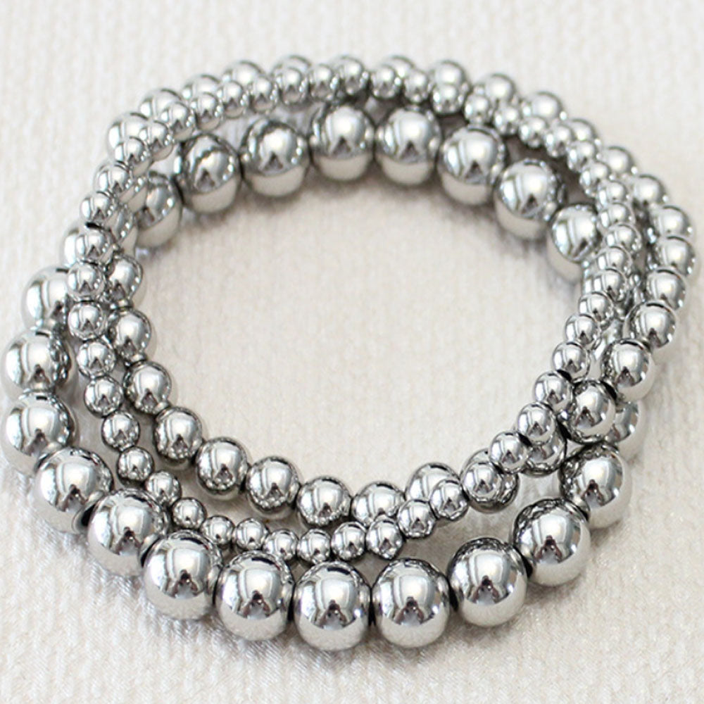 Enewton 4mm 6mm 8mm Stackable Bohemian Boho Stainless Steel 18k Gold Plated Beads Beaded Bracelet Jewelry Unisex