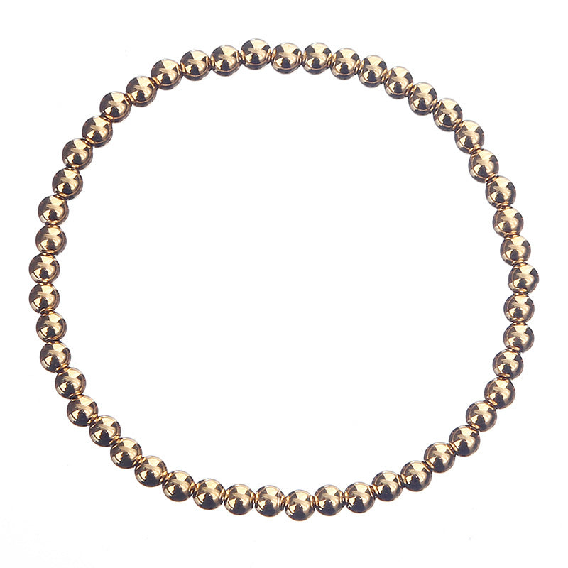 Enewton 4mm 6mm 8mm Stackable Bohemian Boho Stainless Steel 18k Gold Plated Beads Beaded Bracelet Jewelry Unisex
