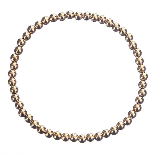 Enewton 4mm 6mm 8mm Stackable Bohemian Boho Stainless Steel 18k Gold Plated Beads Beaded Bracelet Jewelry Unisex