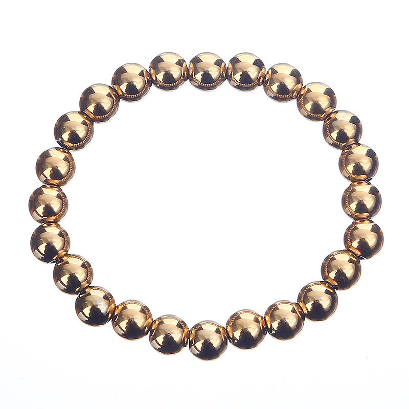 Enewton 4mm 6mm 8mm Stackable Bohemian Boho Stainless Steel 18k Gold Plated Beads Beaded Bracelet Jewelry Unisex