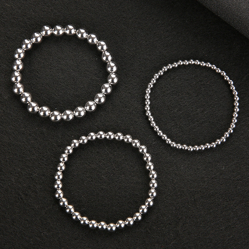 Enewton 4mm 6mm 8mm Stackable Bohemian Boho Stainless Steel 18k Gold Plated Beads Beaded Bracelet Jewelry Unisex