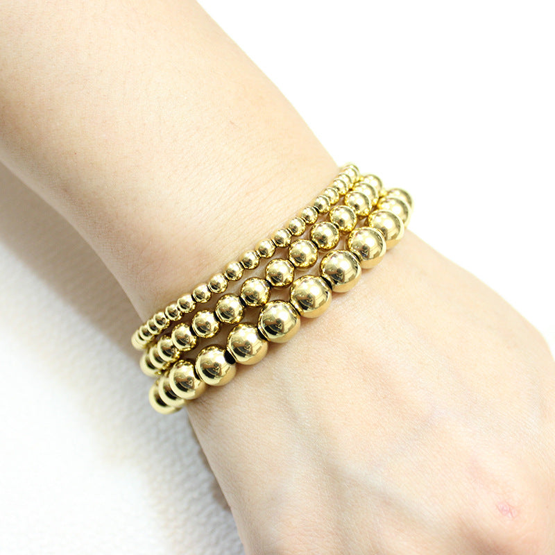 Enewton 4mm 6mm 8mm Stackable Bohemian Boho Stainless Steel 18k Gold Plated Beads Beaded Bracelet Jewelry Unisex