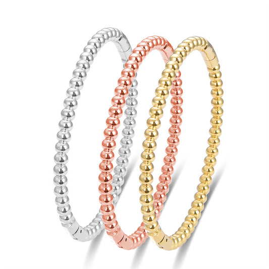 Wholesale Stainless Steel Beads Chain Shape Bangle Bracelet for Women China Manufacturer Supplier