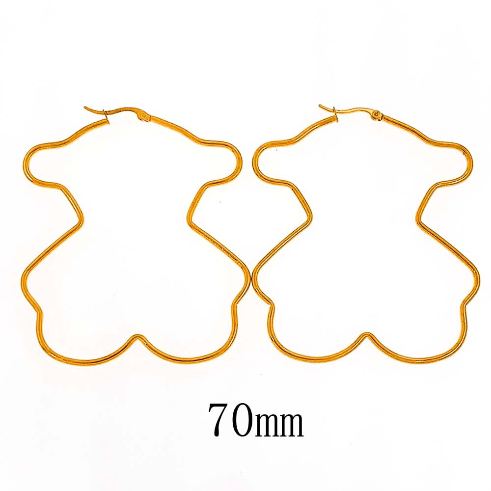 Stainless Steel Teddy Honey Bear Earing Hoops Gold Earring Women Jewelry