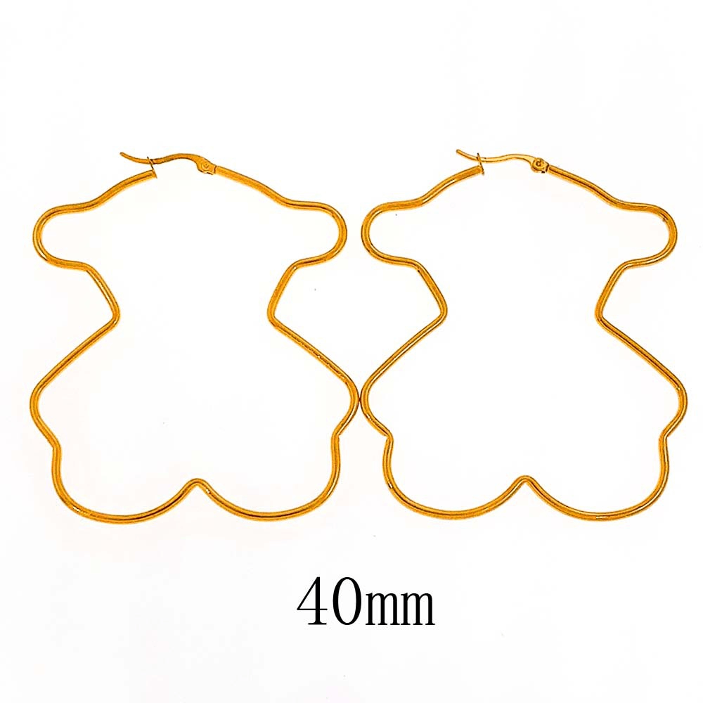 Stainless Steel Teddy Honey Bear Earing Hoops Gold Earring Women Jewelry