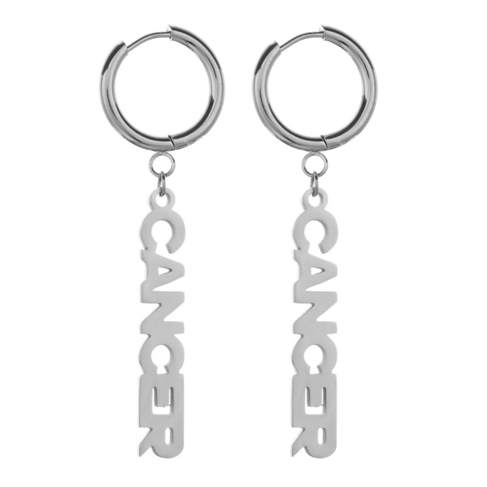 Fashion Stainless Steel English Font Stainless Steel Zodiac Sign Earrings Hoop Jewelry Women