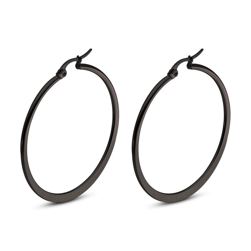 Boho Blank Stainless Steel Flat Round Hoop Dangle Earring Rich Colors Sizes Support Life Blade Edge Fringe Hoops Women Earring