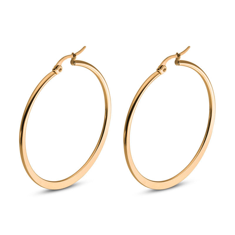 Boho Blank Stainless Steel Flat Round Hoop Dangle Earring Rich Colors Sizes Support Life Blade Edge Fringe Hoops Women Earring