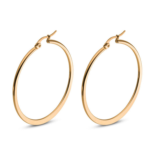 Boho Blank Stainless Steel Flat Round Hoop Dangle Earring Rich Colors Sizes Support Life Blade Edge Fringe Hoops Women Earring