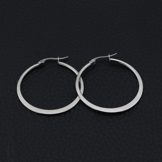 Boho Blank Stainless Steel Flat Round Hoop Dangle Earring Rich Colors Sizes Support Diy Beaded Beads Fringe Hoops Women Earrings