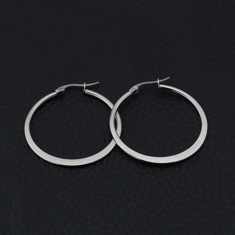 Boho Blank Stainless Steel Flat Round Hoop Dangle Earring Rich Colors Sizes Support Life Blade Edge Fringe Hoops Women Earring