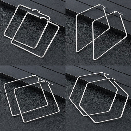 2mm thick stainless steel geometric hoop huggie dangle earring designer diy beads hooped fringe boho party earrings accessories