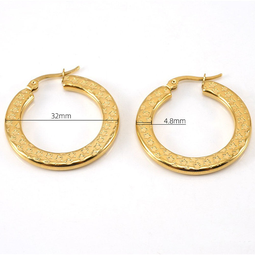 Designer Non Tarwaterproof Stainless Steel 18k Gold Plated Star Engraving Earring Popular Brands Jewelry Women